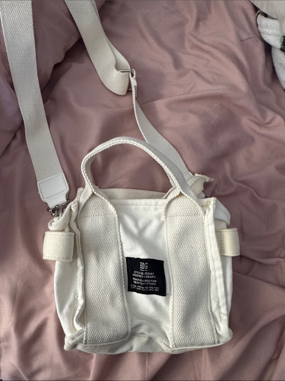 BDG Cream Canvas Mini Crossbody Tote